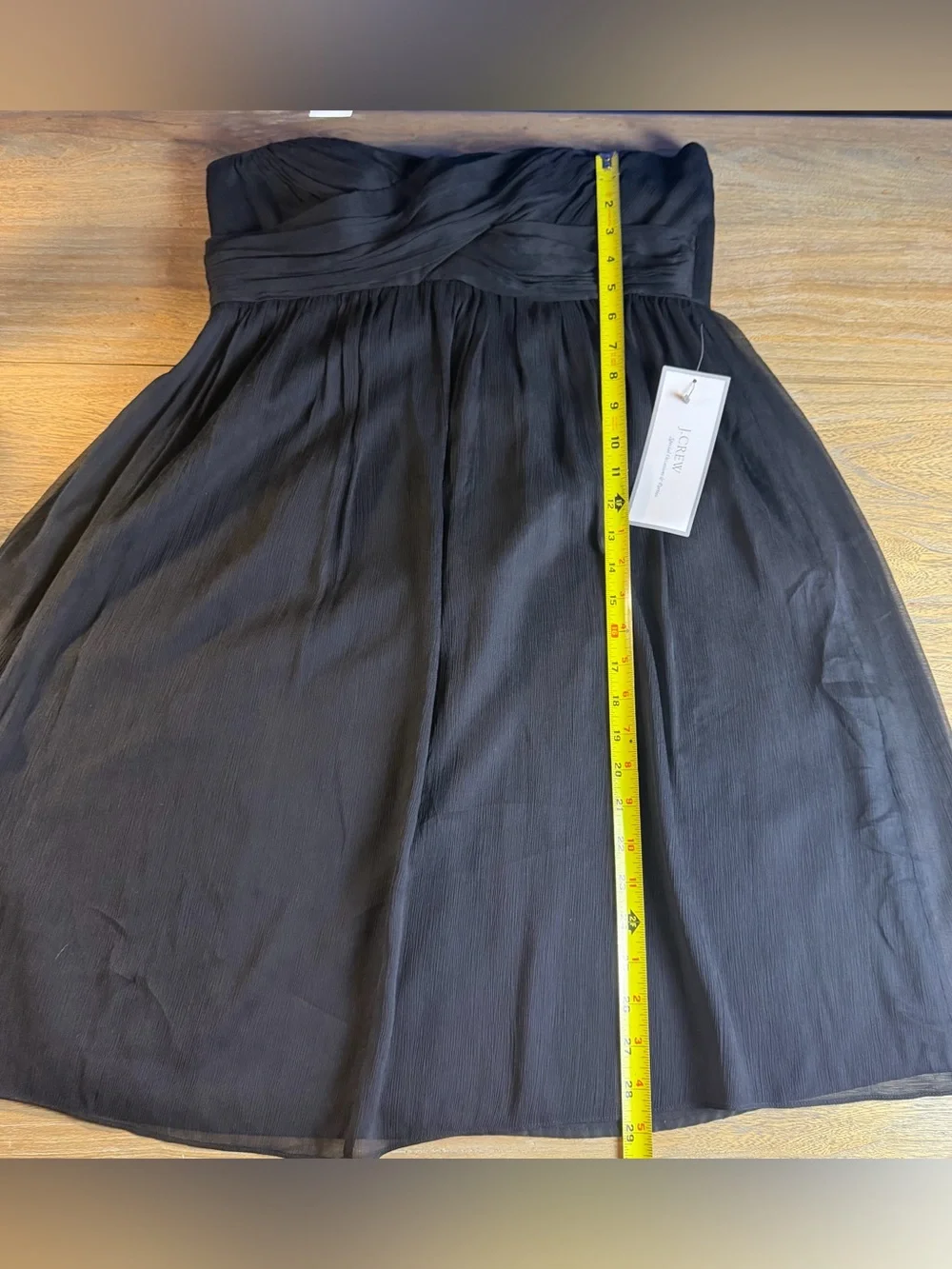 J. Crew Taryn Black Strapless Sweetheart Cocktail Dress in Silk Chiffon